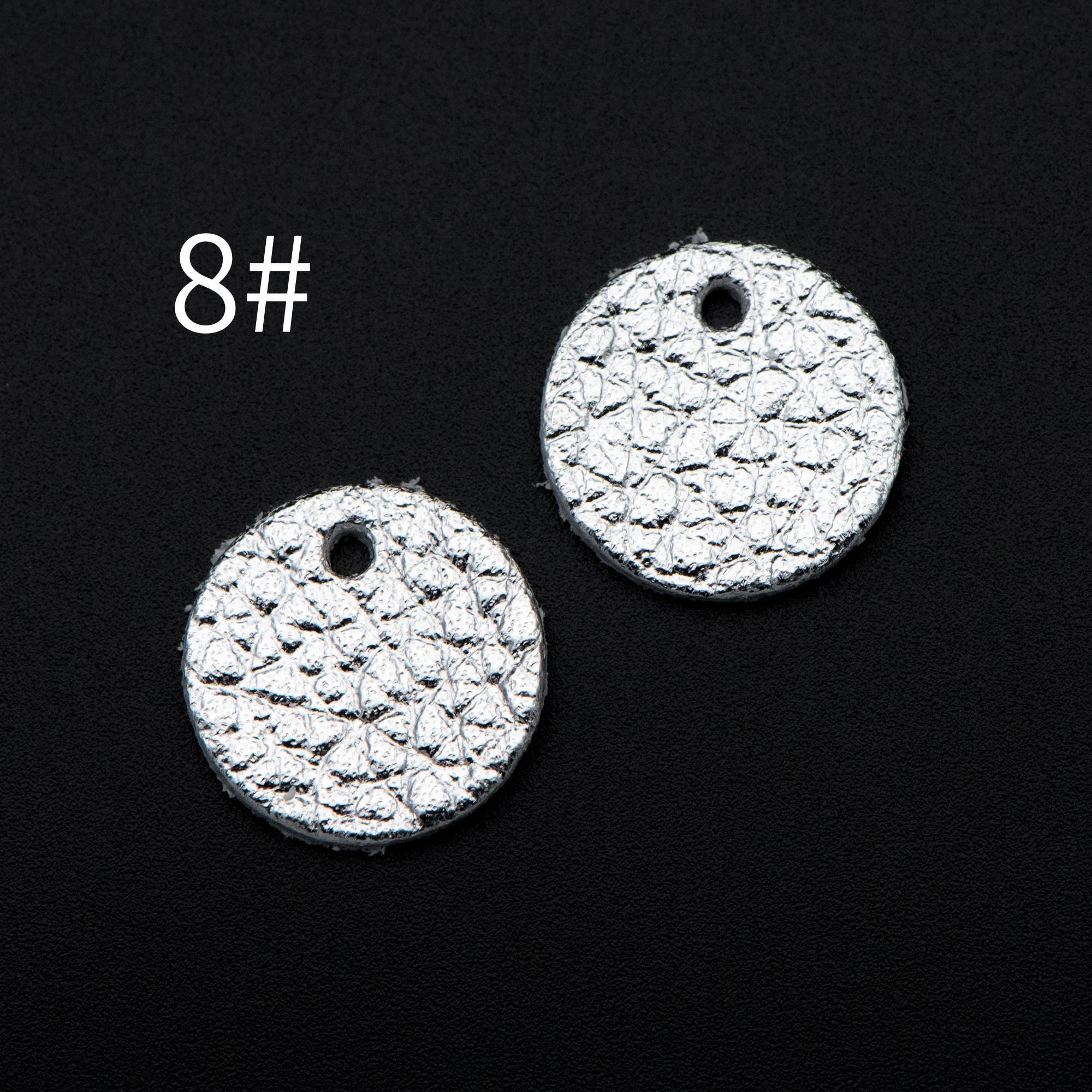 10pcs Genuine Leather Round Charms 15mm, Flat Coin Disc Geometric Pendants, DIY Components for Earrings, (FB-062)